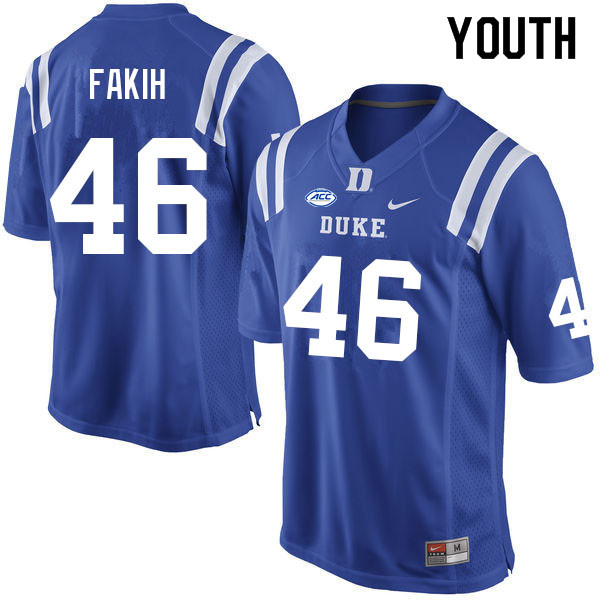 Youth #46 Adam Fakih Duke Blue Devils College Football Jerseys Sale-Blue